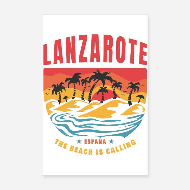 Design de plage de Lanzarote Espana - Poster 20 x 30 cm - blanc