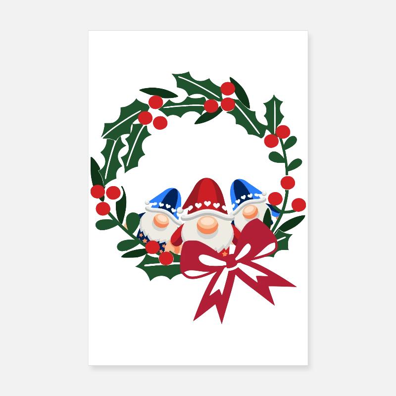 Drei Nikolaus-Köpfe Kranz Schleife Poster 20x30 cm