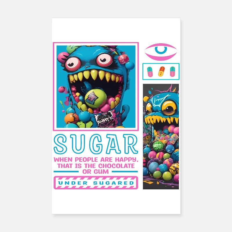 Süßigkeiten Monster Poster 20x30 cm