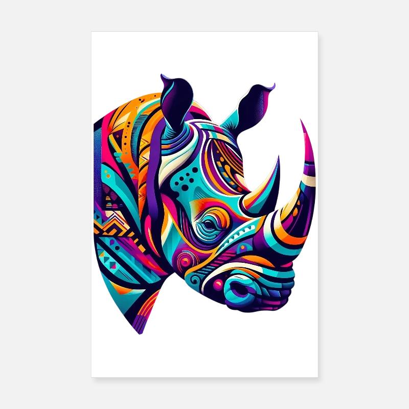 Nashorn - Poster 20x30 cm - Weiß