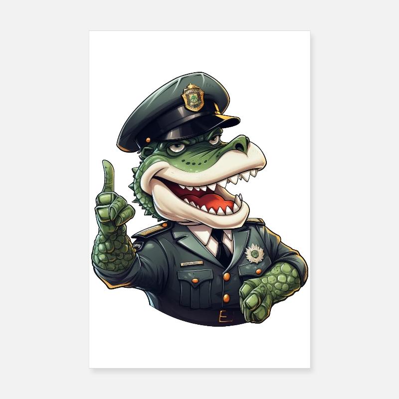 Policier crocodile Poster 20 x 30 cm