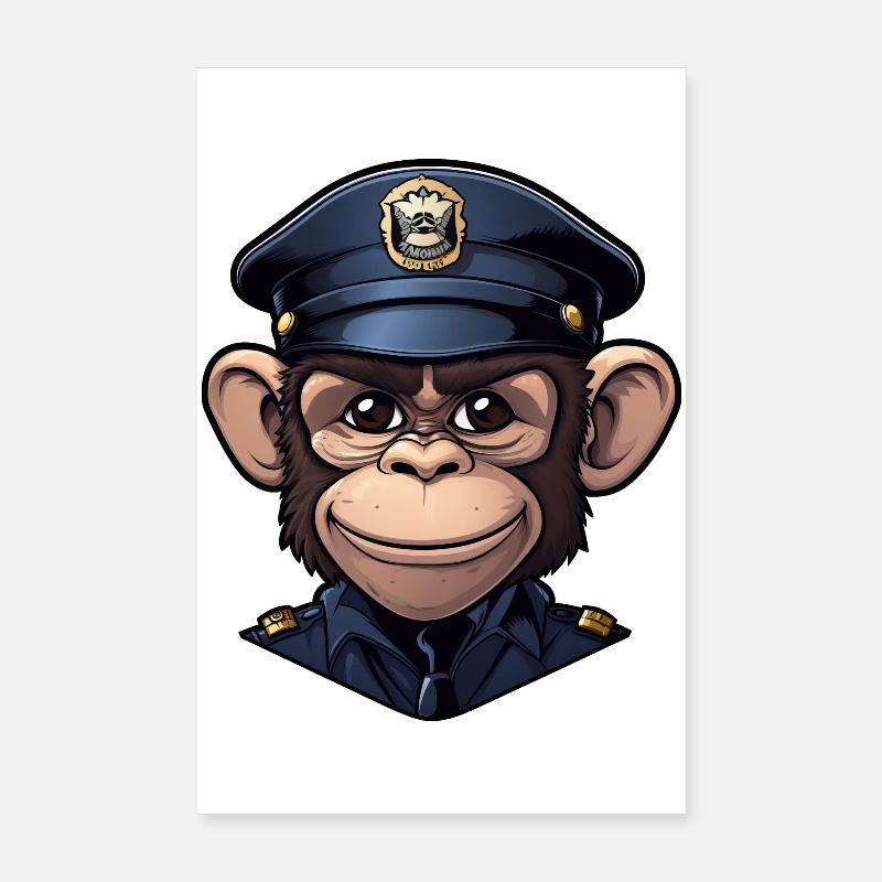 Polizei Affe Poster 20x30 cm