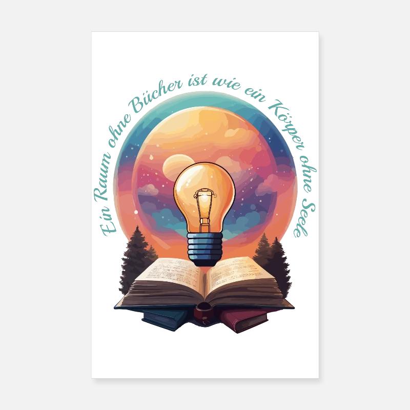 Bücher Nerd - Poster 20x30 cm - Weiß