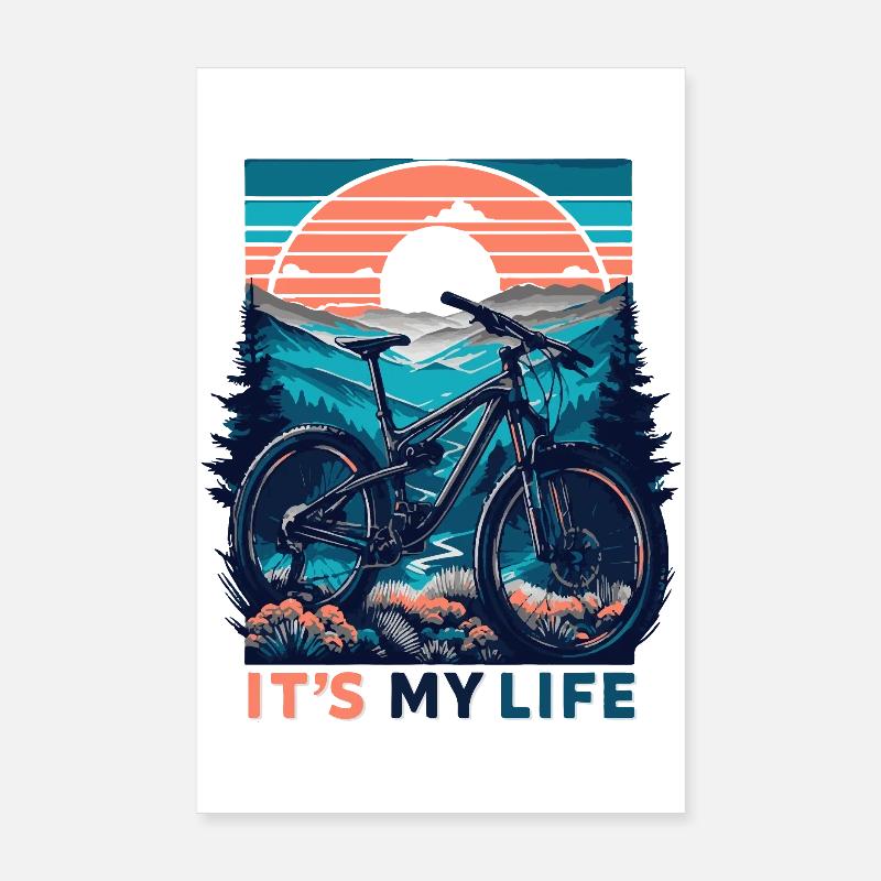VTT coucher de soleil aventure design Poster 20 x 30 cm