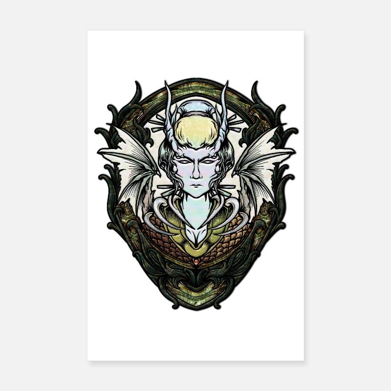 Dark fantasy creature with wings. Poster 8" x 12" (20x30 cm)