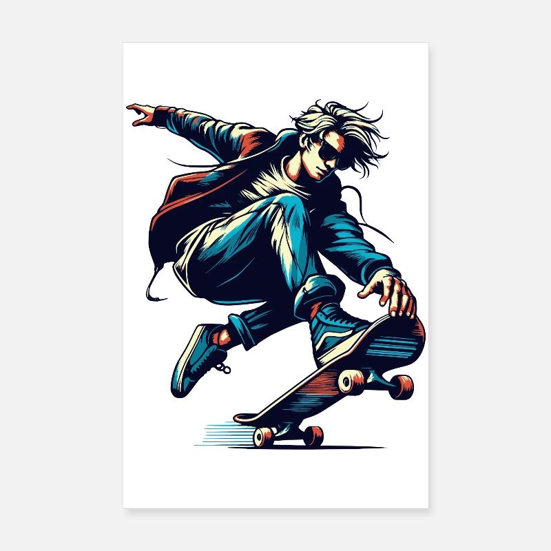 Lebendiges buntes Motiv eines Skaters Poster 20x30 cm