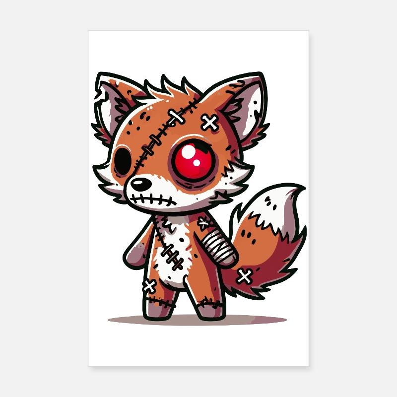 Renard zombie effrayant pour s’amuser à Halloween Poster 20 x 30 cm