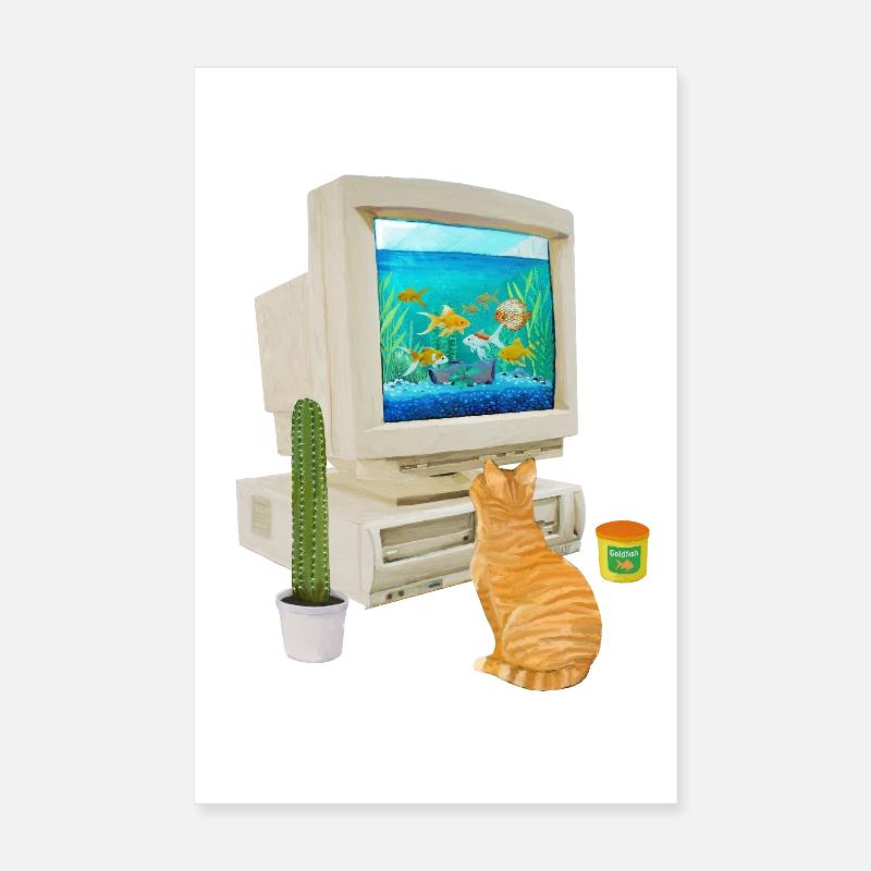 90er Jahre PC Fishbowl - Poster 20x30 cm - Weiß
