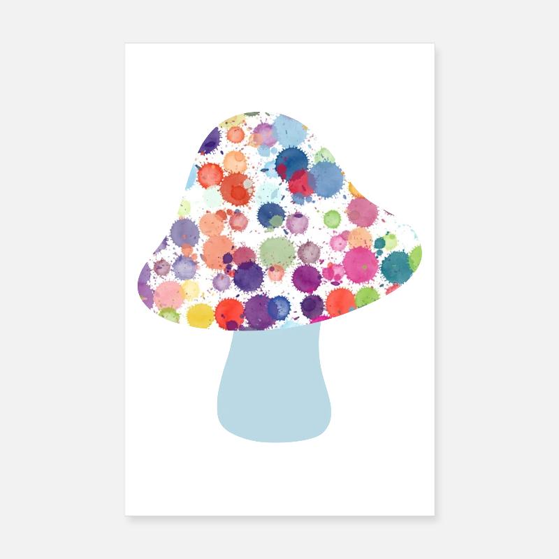 Pilz Glücksbringer Herbst Punkte bunt Kinder Dots Poster 20x30 cm