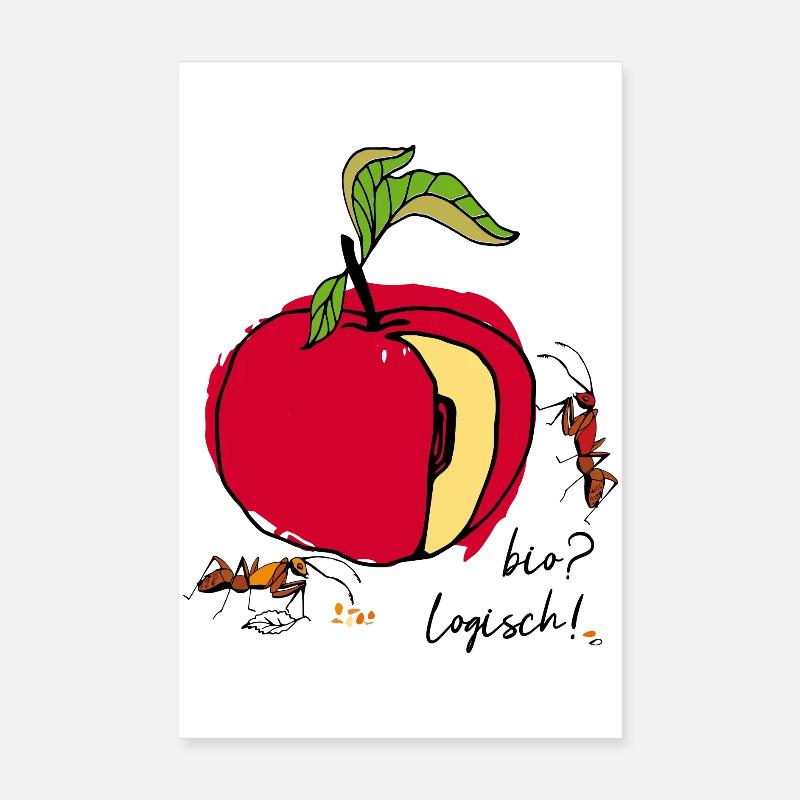 Bio, Apfel mit Ameisen Poster 20x30 cm