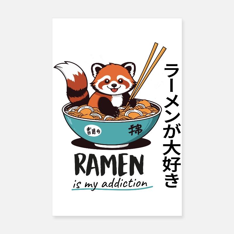 Mignon panda roux dans un bol de ramen Poster 20 x 30 cm