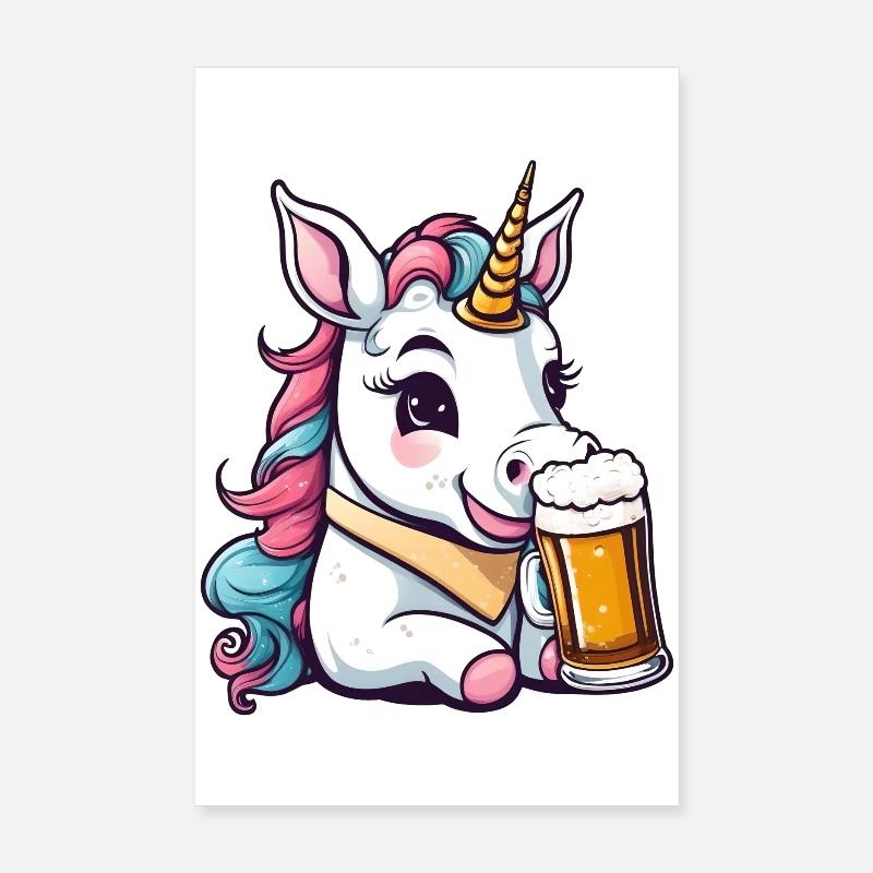 Tipsy / drunk unicorn Poster 8" x 12" (20x30 cm)