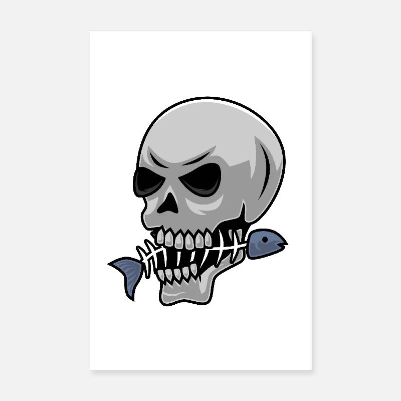 Fishing skull with fish Poster 8" x 12" (20x30 cm)