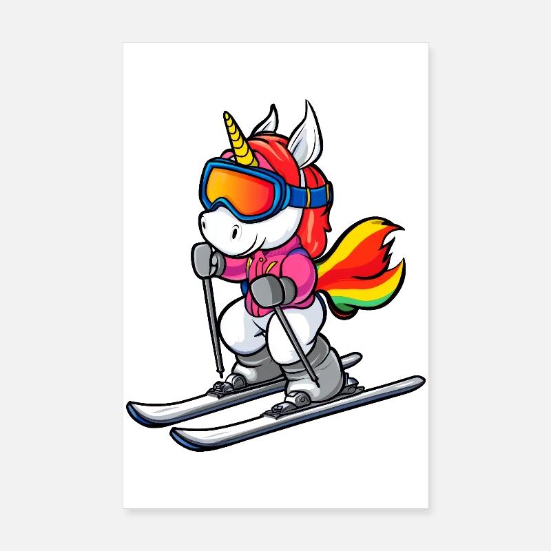 Licorne de ski Poster 20 x 30 cm