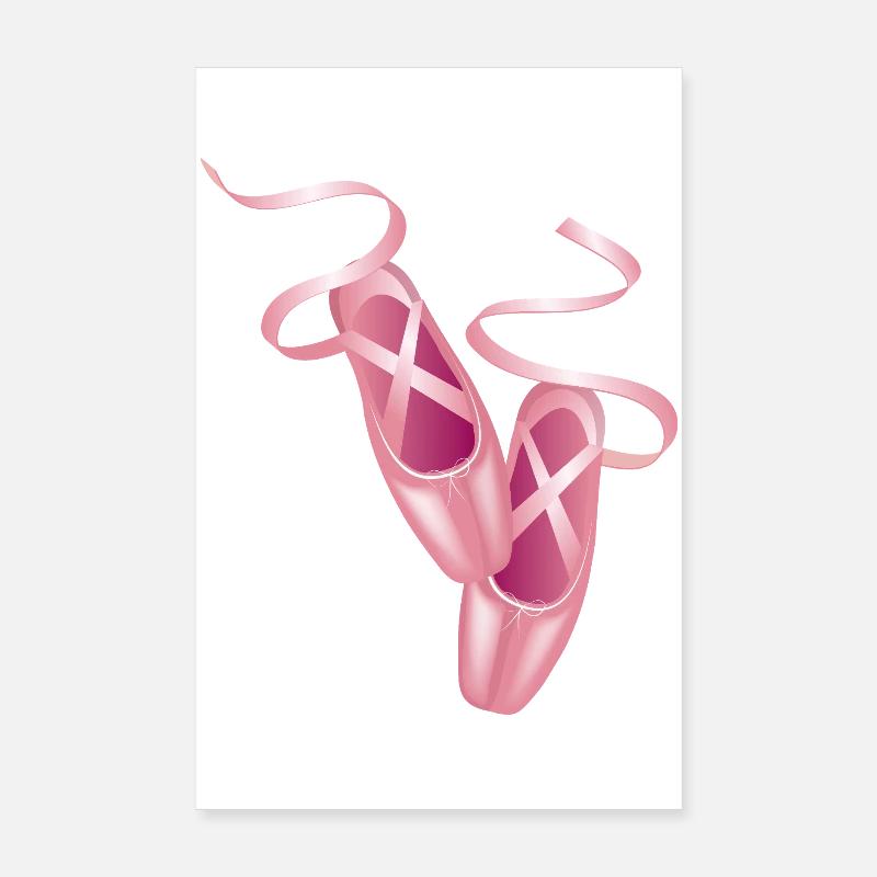 Ballerines roses & ruban de satin - Motif de danse élégant Poster 20 x 30 cm
