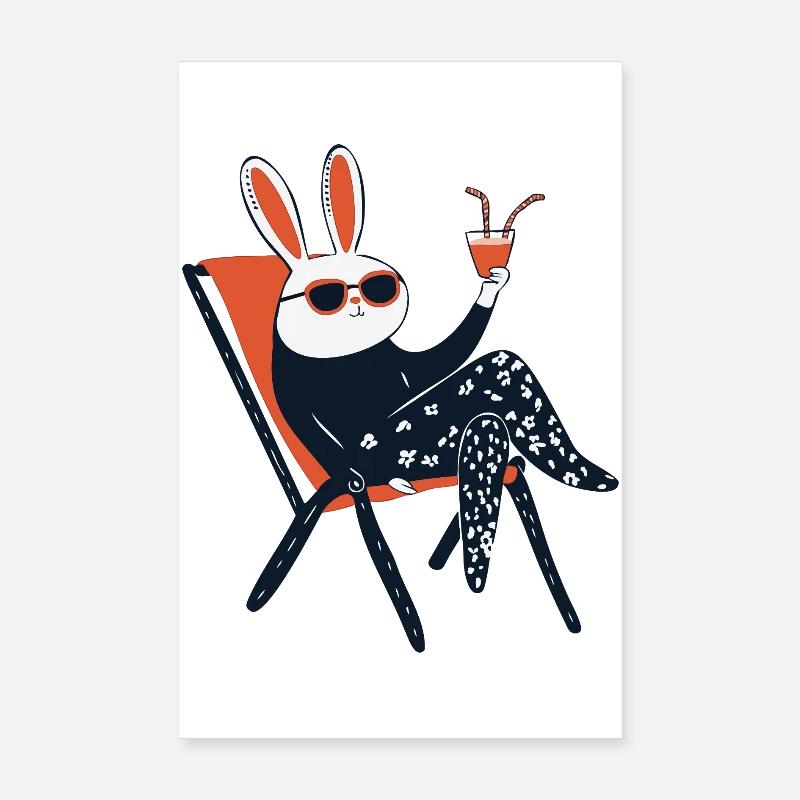 Beach Bunny – Chill Rabbit with Shades & Drink Poster 8" x 12" (20x30 cm)