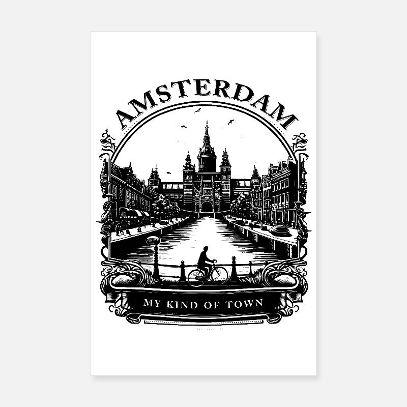 AMSTERDAM chemise design caligraphic Poster 20 x 30 cm