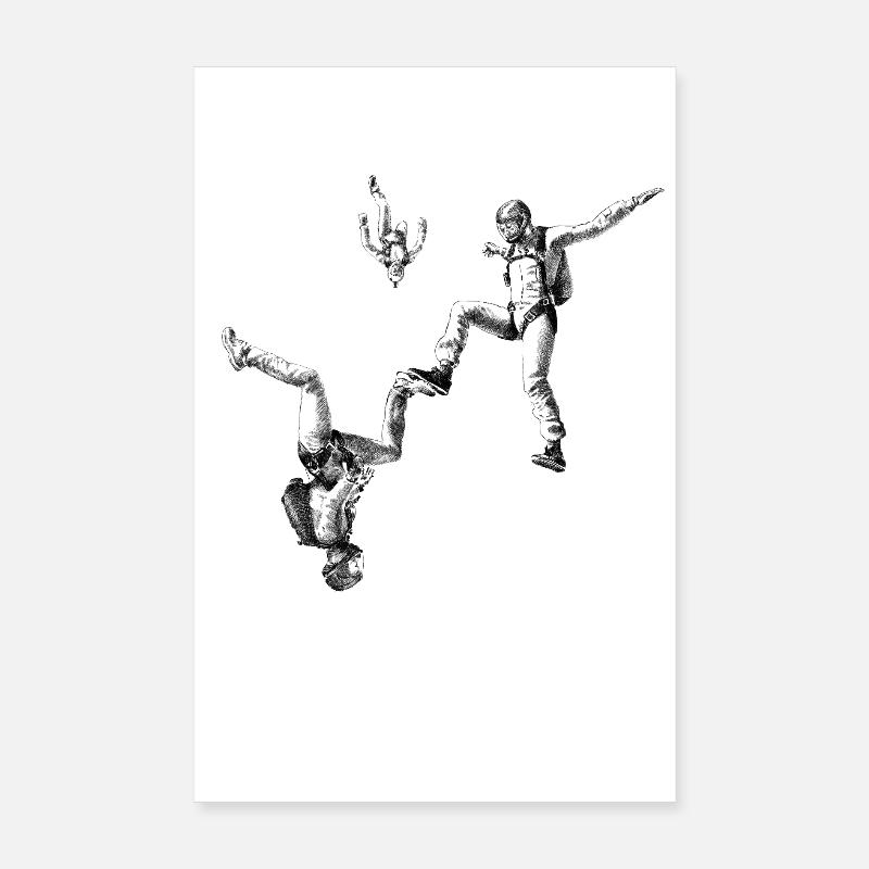 Parachutisme en freefly - Poster 20 x 30 cm - blanc