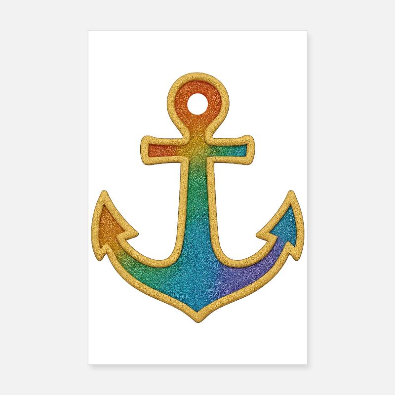 Leuchtender Anker in Regenbogenfarben Poster 20x30 cm
