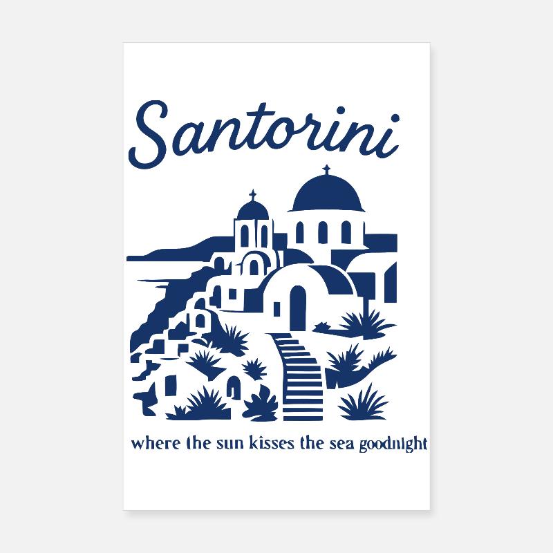 Santorini Sonnenuntergänge Berglandschaft Design Poster 20x30 cm