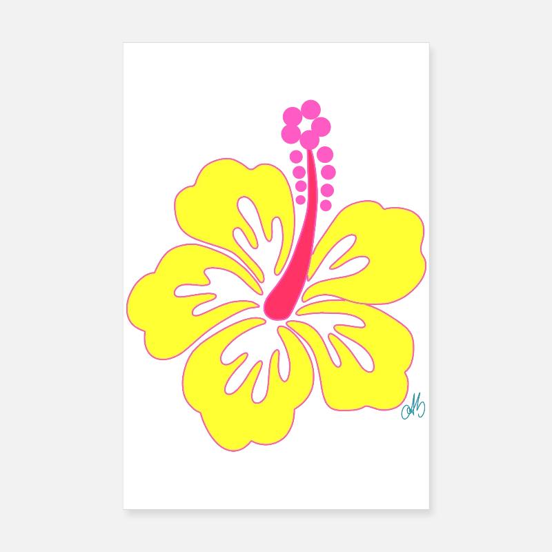 Fleur d'Hibiscus tropicale jaune Poster 20 x 30 cm