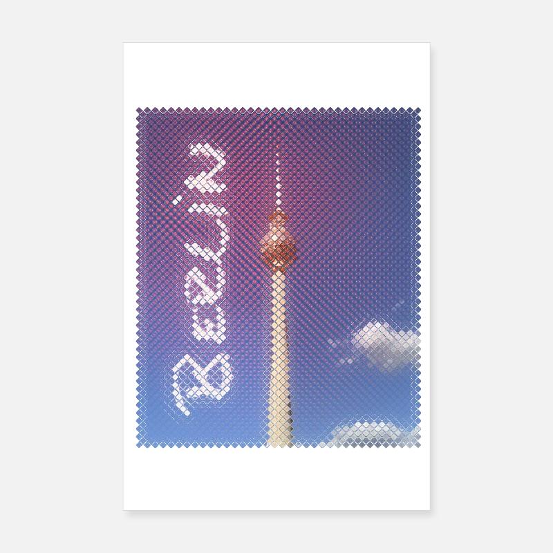 Design néon de la tour de télévision de Berlin Poster 20 x 30 cm