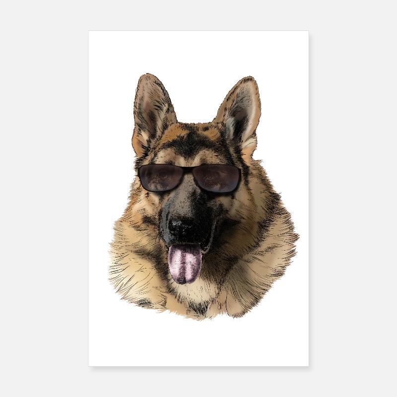 Cool Deutscher Schäferhund mit Sonnenbrille Poster 20x30 cm