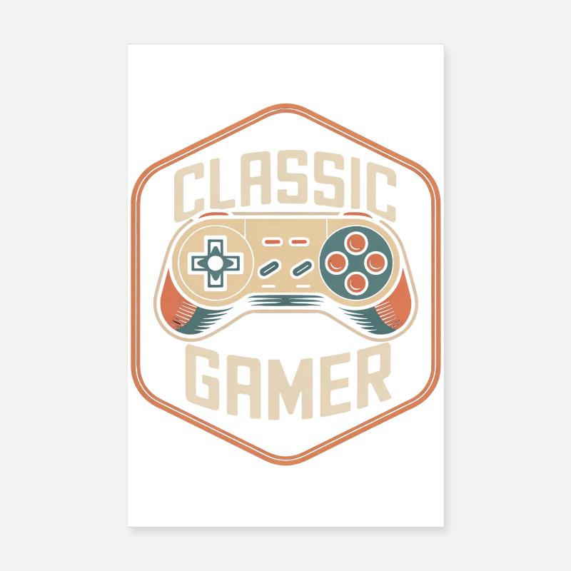 Classic Gamer Retro Controller Nostalgia Poster 8" x 12" (20x30 cm)