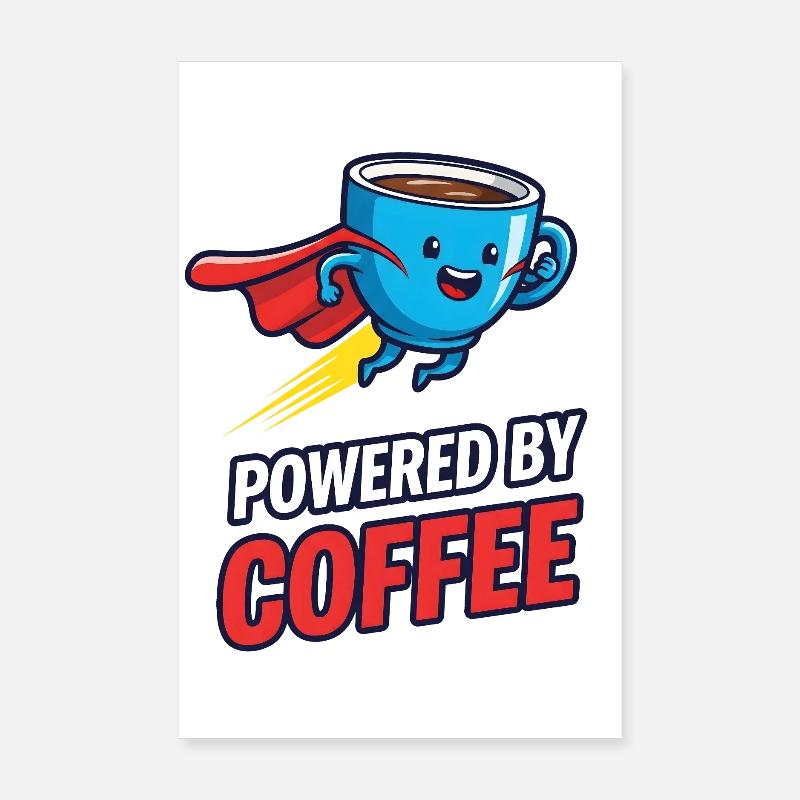 Kaffee Superheld mit Cape Poster 20x30 cm