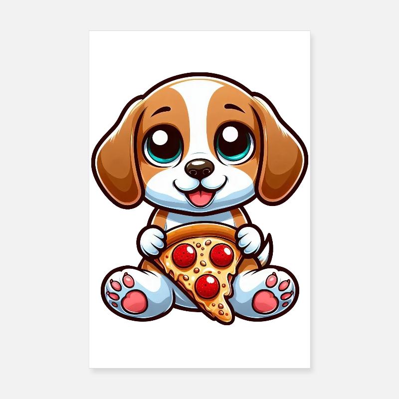 Süßer Beagle mit Melone fruchtig Sommer Design Poster 20x30 cm