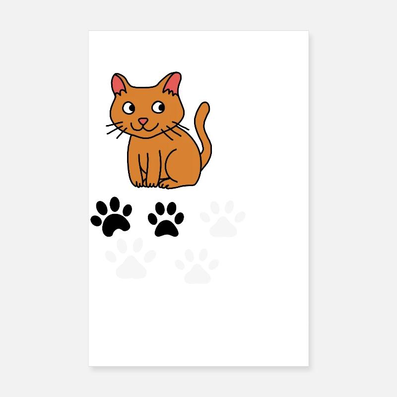 Empreintes curieuses de chat et de pattes Poster 20 x 30 cm