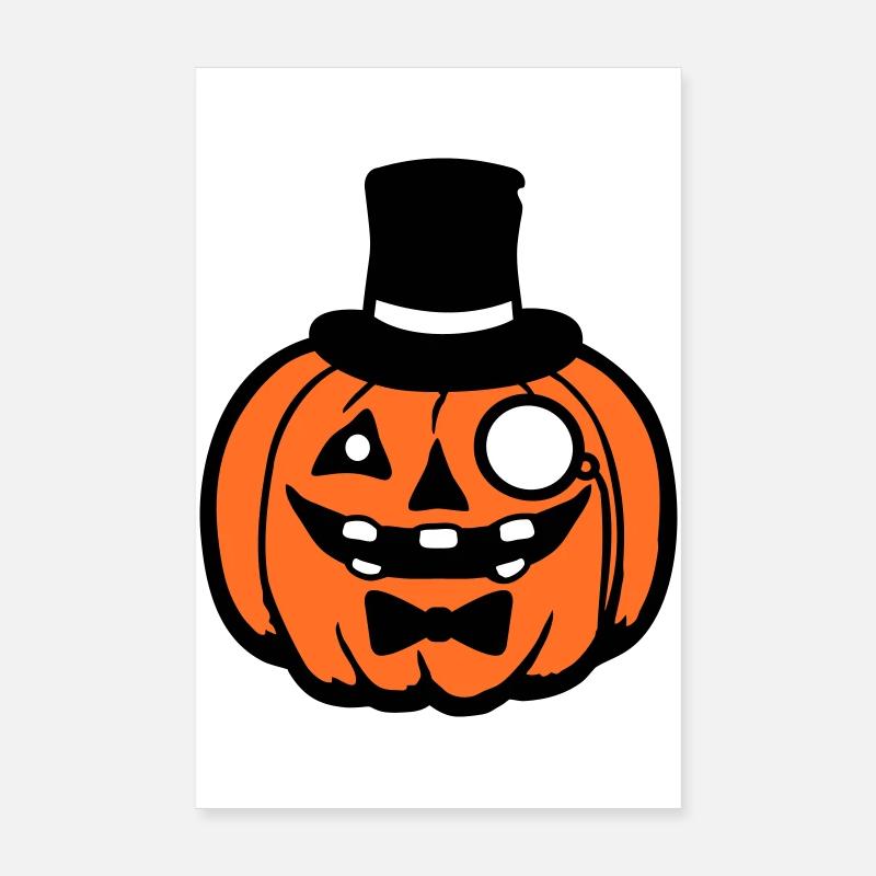 Distinguished Pumpkin Top Hat Monocle Halloween Empire Poster 8" x 12" (20x30 cm)