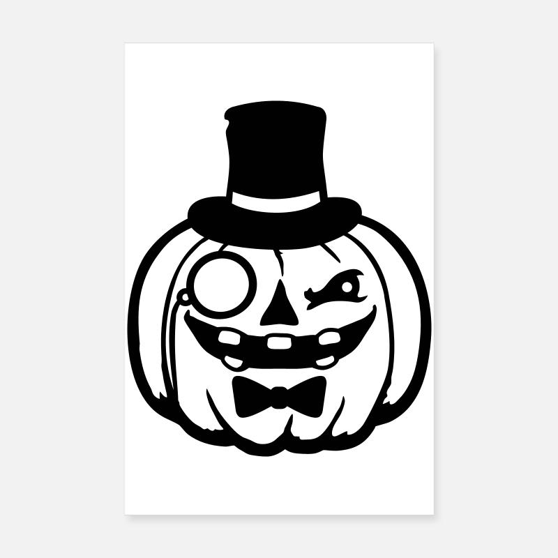 Distingué Citrouille Chapeau Haut de Forme Monocle Halloween Empire Poster 20 x 30 cm