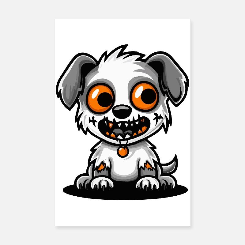 Hund Halloween Zombie Comic Poster 20x30 cm