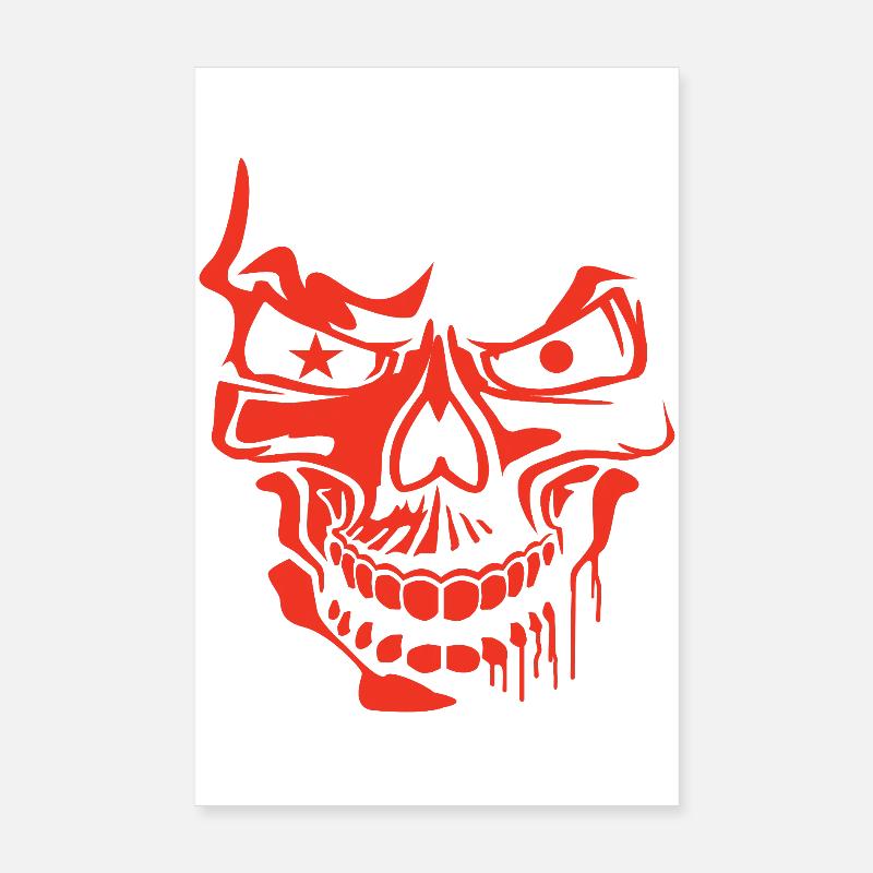 Illustration de crâne stylisé rouge Poster 20 x 30 cm