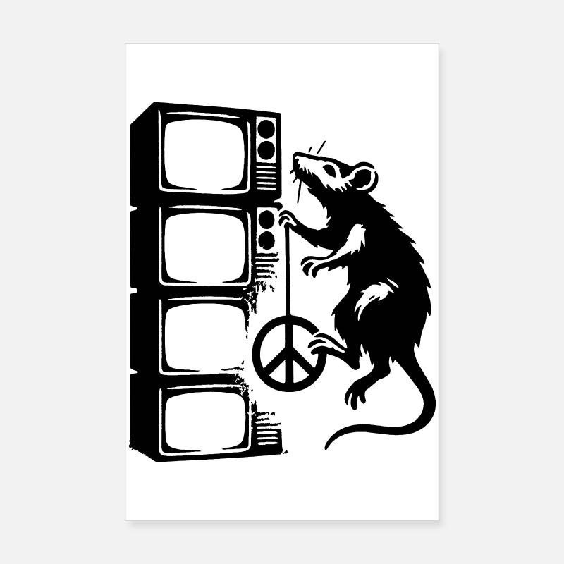 Rat avec écran Poster 20 x 30 cm