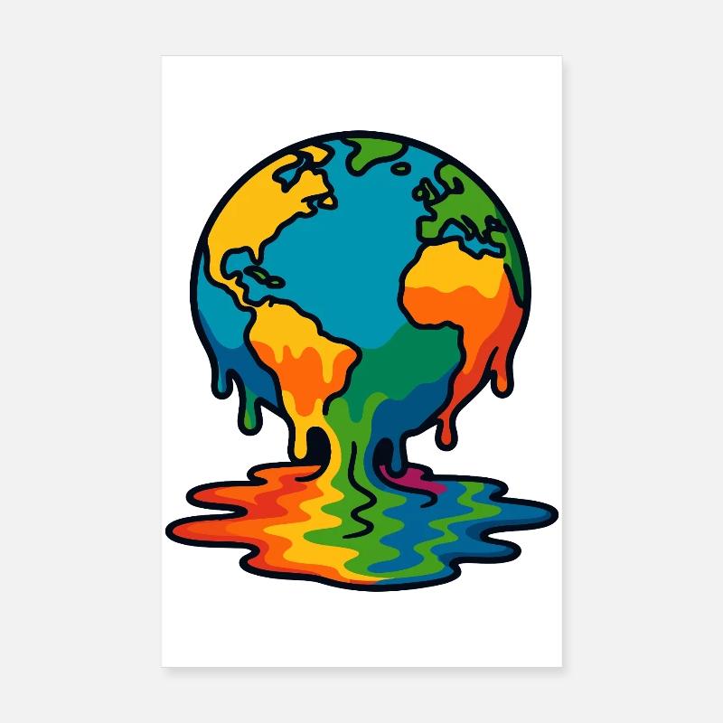 Globe de fusion de la terre arc-en-ciel Poster 20 x 30 cm