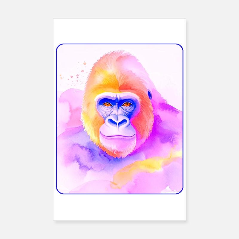 Portrait de gorille (aquarelle) Poster 20 x 30 cm