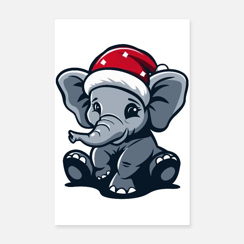 Noël des éléphants Poster 20 x 30 cm