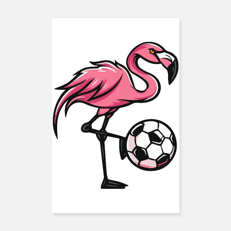 Flamingo Football Comic Poster 20 x 30 cm