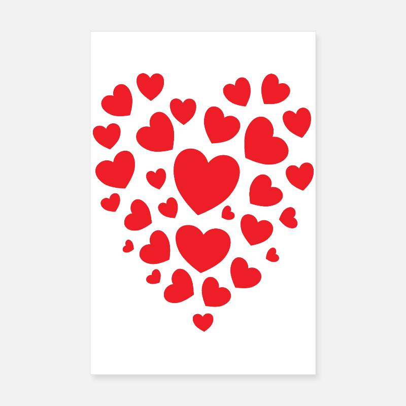Rotes Herzkonfetti Design rote Herzen Herz Muster - Poster 20x30 cm - Weiß