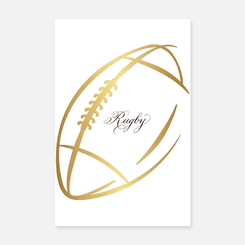 Rugby Doré Ball Élégant Poster 20 x 30 cm