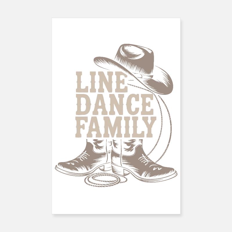 Line Dance Family Western Boots Poster 8" x 12" (20x30 cm)