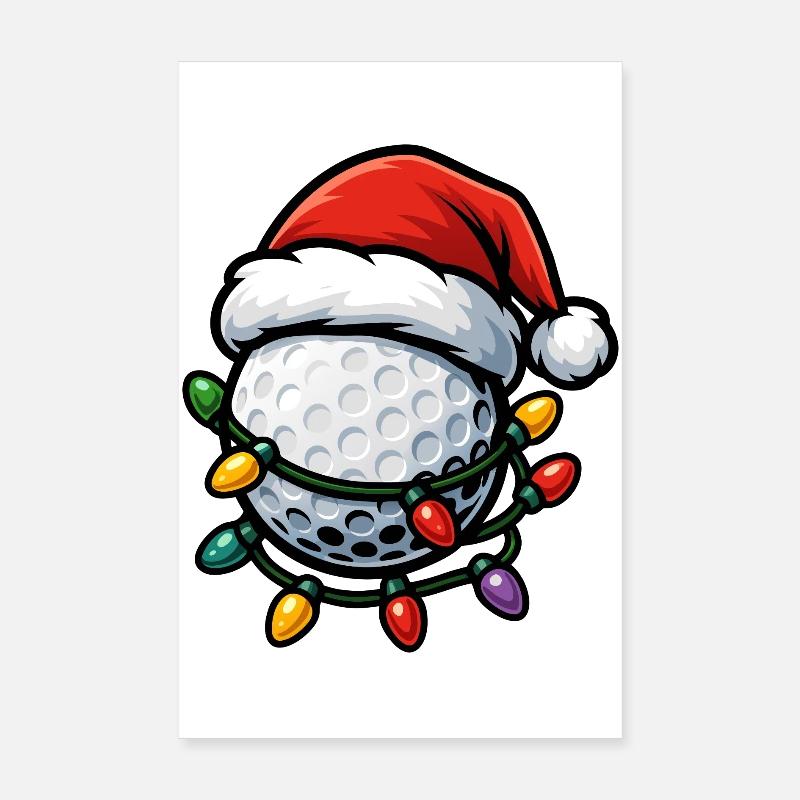 Balle de golf de Noël drôle pour les golfeurs Poster 20 x 30 cm