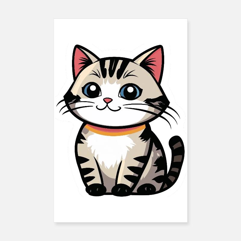 Logo du chat kawaï avec collier Poster 20 x 30 cm
