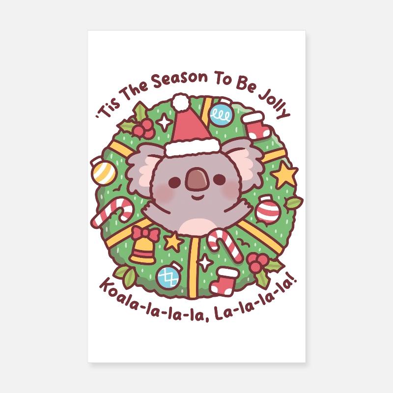 Couronne de Noël de Koala mignon, c’est la saison pour être joyeuse Poster 20 x 30 cm
