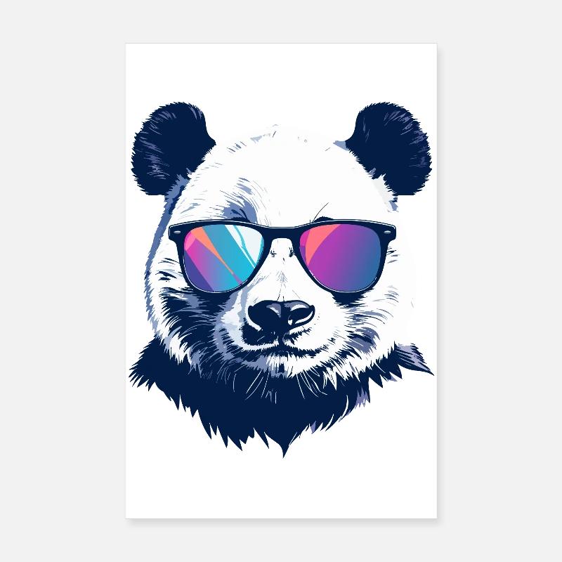 Motif portrait de Panda cool avec lunettes de soleil néon Poster 20 x 30 cm