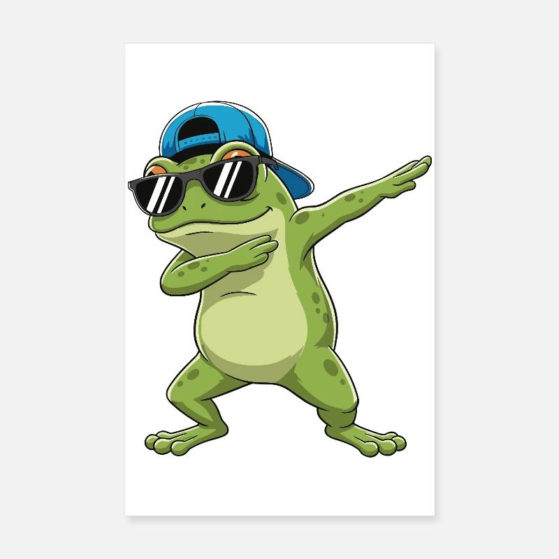 Dessin animé de lunettes de soleil de grenouille à faire du dabing Poster 20 x 30 cm