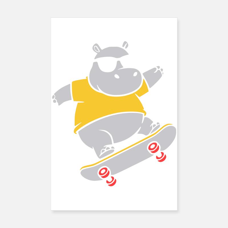 Vecteur de skateboard hippopotame cool Poster 20 x 30 cm