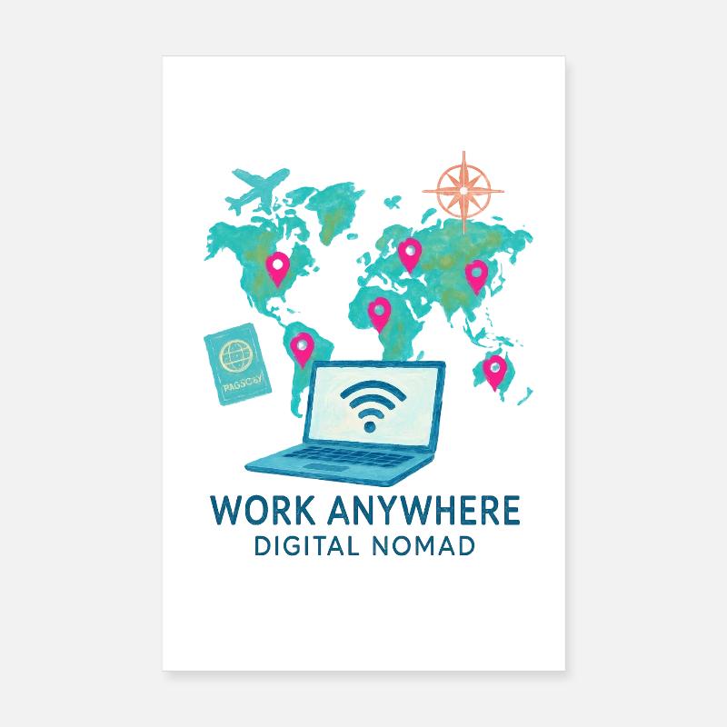 Telearbeit – Telearbeit – Voll-Fernarbeit Poster 20x30 cm